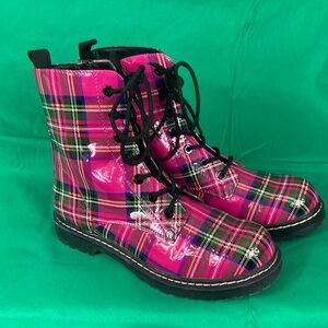 Betsey Johnson Dolls Kill Plaid Combat Boots Size 8.5